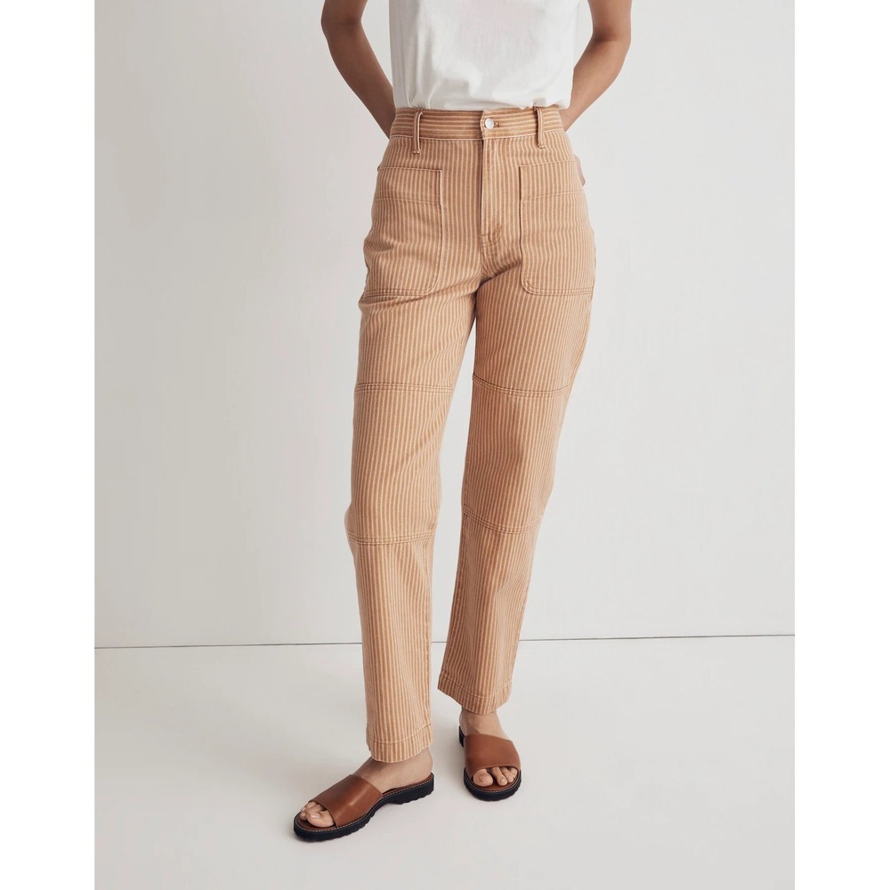 Madewell Women's The Perfect Vintage Straight‎ Jean, Yellow Striped, Size 24